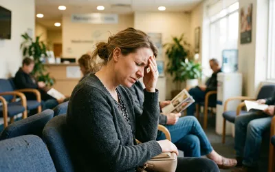 Paciente em consulta médica para avaliação de cefaleia crônica