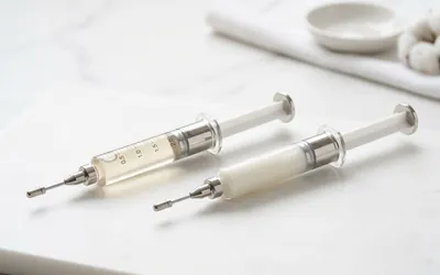 Produtos de skinbooster e Elleva em consultório dermatológico