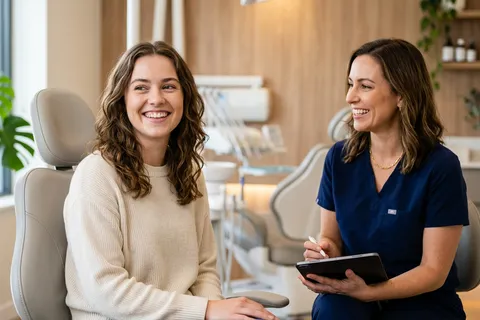 Paciente sorrindo naturalmente após avaliação para tratamento de sorriso gengival
