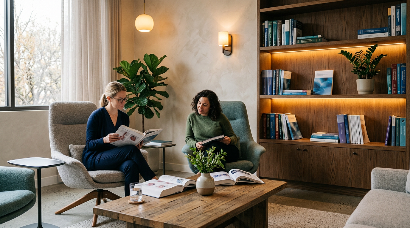 Mesa editorial da AVA com exames, notas e contexto medico