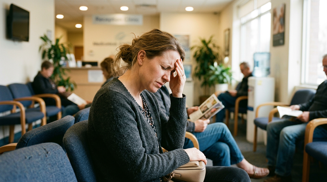 Paciente em consulta com especialista em dor para avaliação de cefaleia crônica