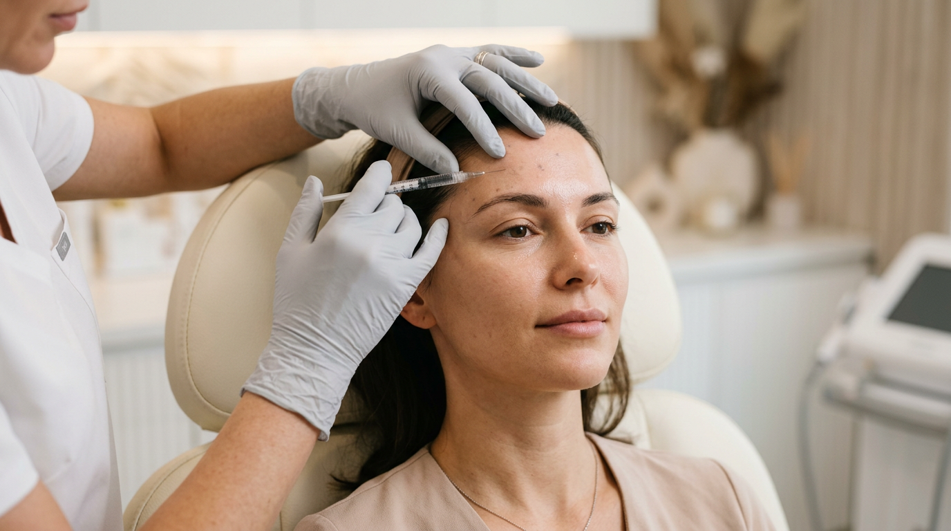 Aplicação de botox estético em consultório da AVA Clínica