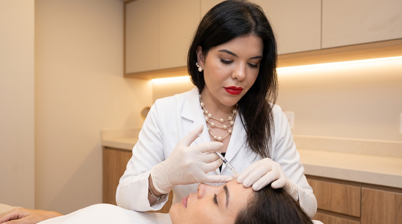 Aplicação de toxina botulínica por dermatologista na AVA Clínica em Fortaleza