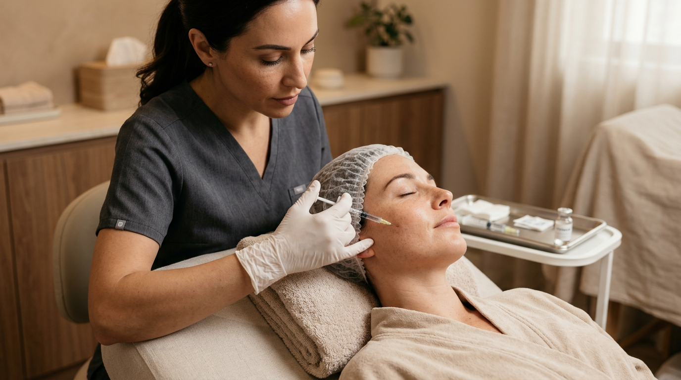 Aplicação de skinbooster para hidratação profunda da pele